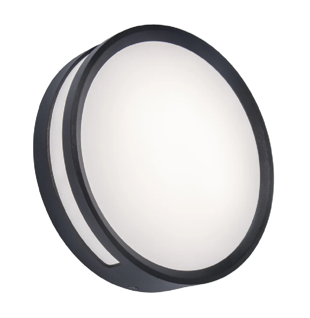 LED Anthracite Outdoor Modern Round Flush Wall & Ceiling Light IP44