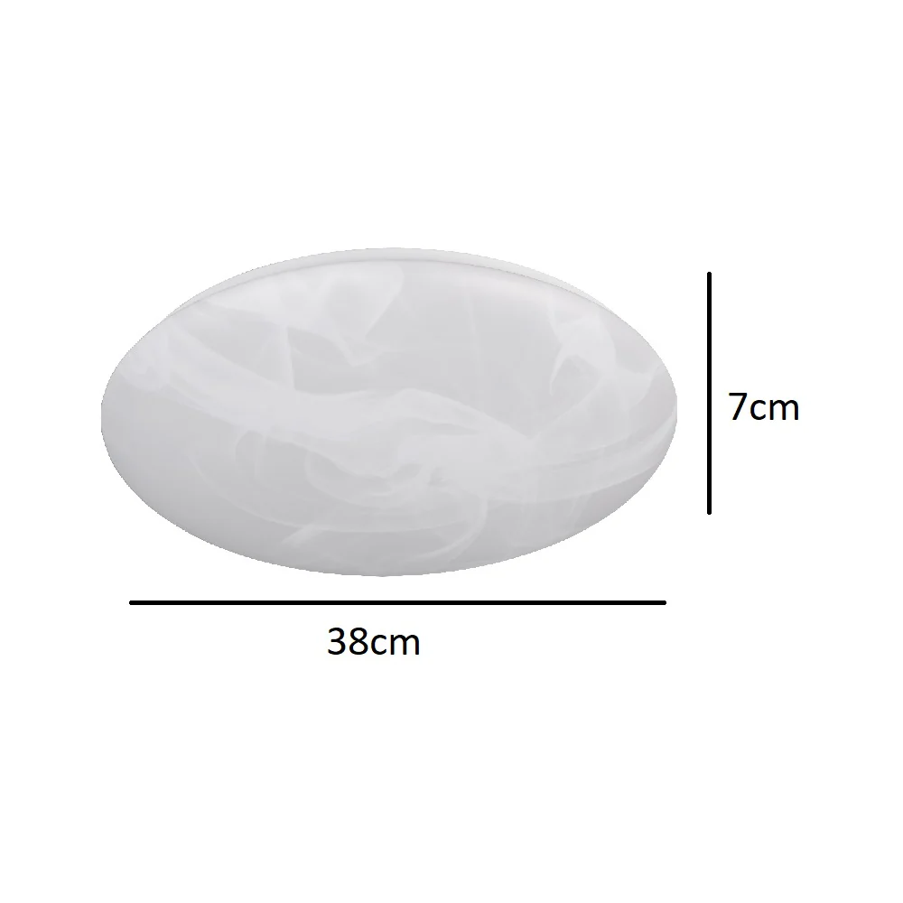 LED White Alabaster Modern Round Flush Ceiling Light 38cm - Image 5