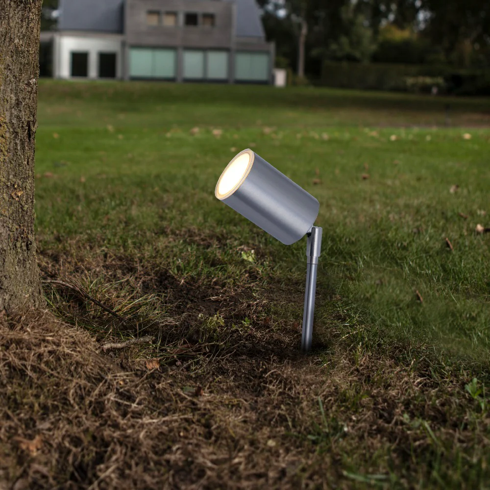 Stainless Steel Outdoor Modern Cylinder Garden Spike Light 26cm - Image 2