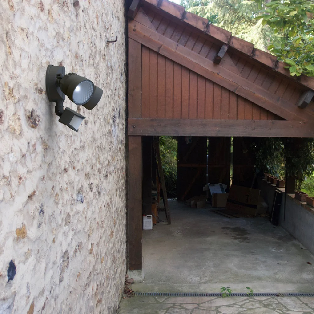 LED Matt Black Outdoor Double Head Flood Wall Light with PIR 12W IP54 - Image 2