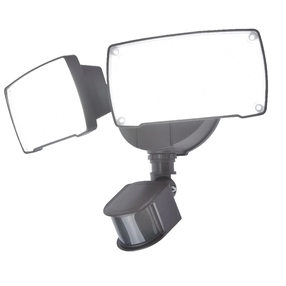 LED Matt Black Outdoor Double Head Flood Wall Light with PIR 21W - Image 2