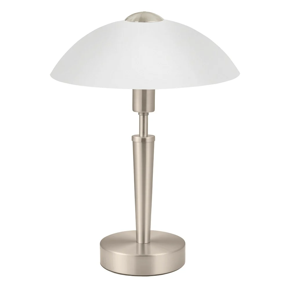 Matt Nickel and White Satin Glass Traditional Touch Table lamp 35cm