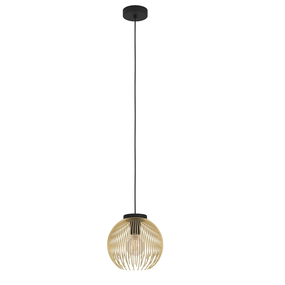Black and Gold Metal Modern Round Wire Cage Pendant Light 110cm - Image 2