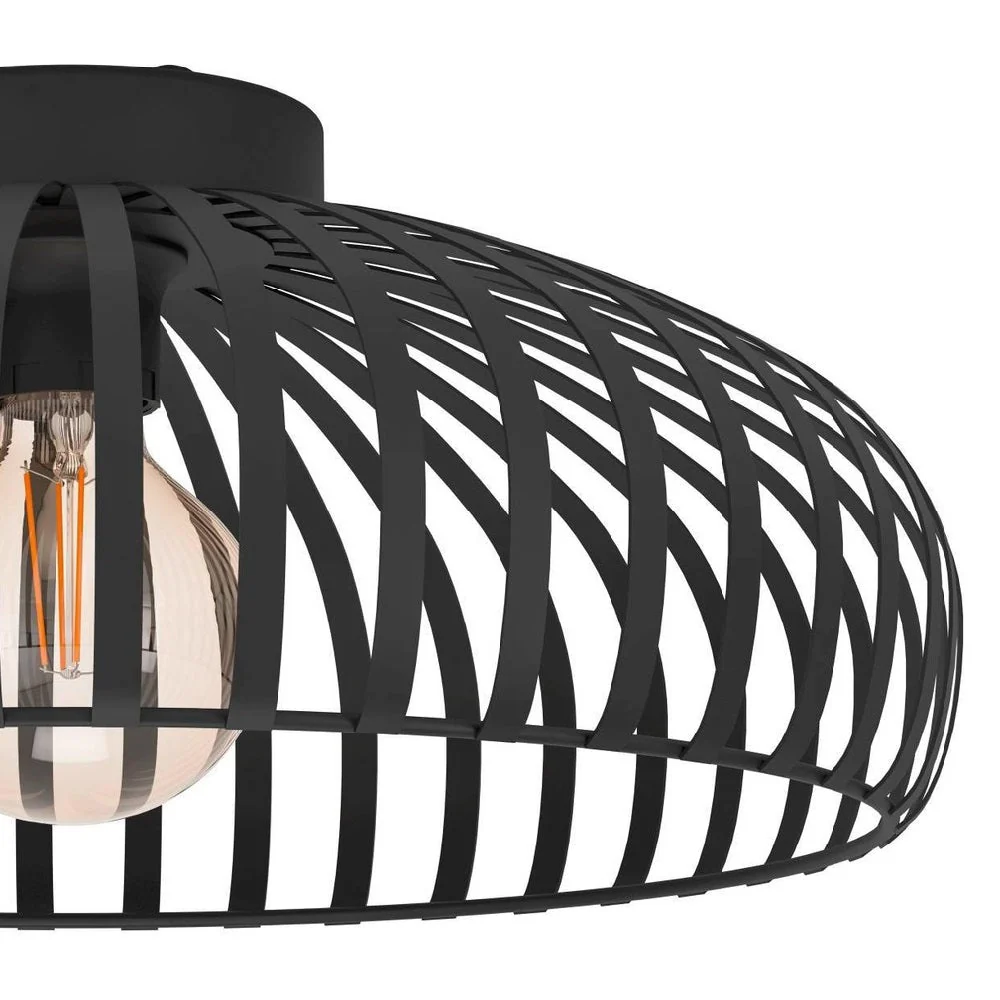 Britalia BR900721 Matt Black Vintage Metal Banded Dome Flush Ceiling Light 43cm - Image 2