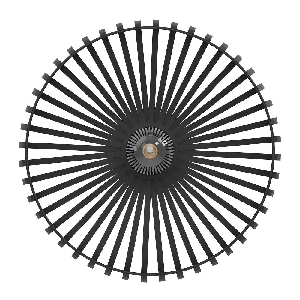 Britalia BR900721 Matt Black Vintage Metal Banded Dome Flush Ceiling Light 43cm - Image 3