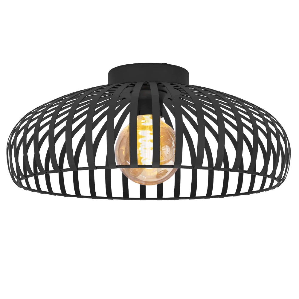 Britalia BR900721 Matt Black Vintage Metal Banded Dome Flush Ceiling Light 43cm - Image 4