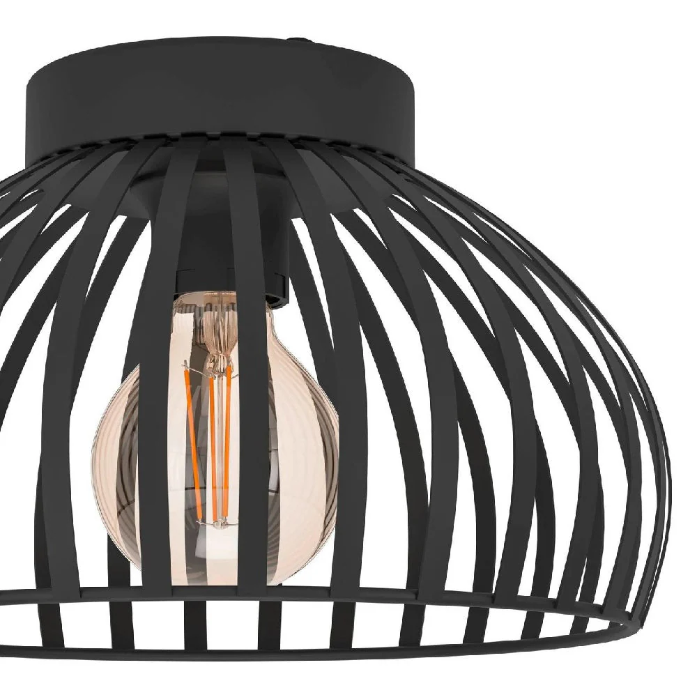 Britalia BR900792 Matt Black Vintage Metal Banded Dome Flush Ceiling Light 28cm - Image 2