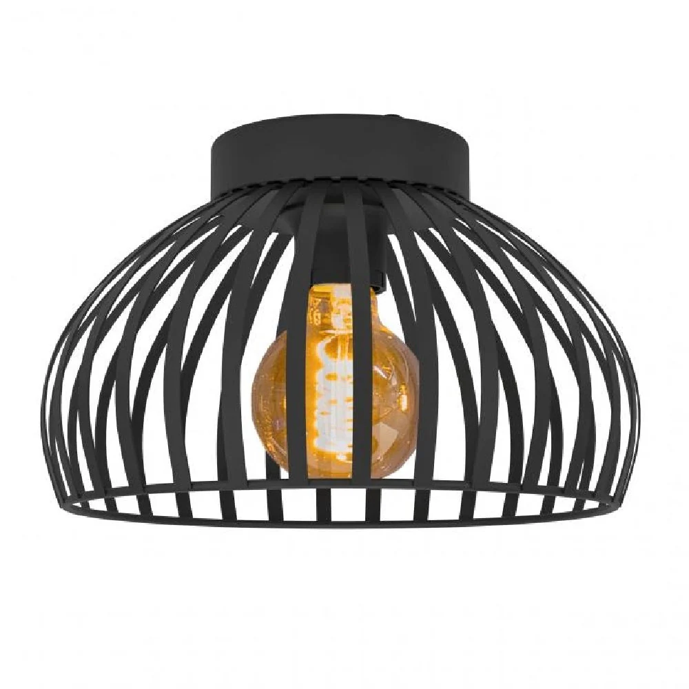 Britalia BR900792 Matt Black Vintage Metal Banded Dome Flush Ceiling Light 28cm - Image 3