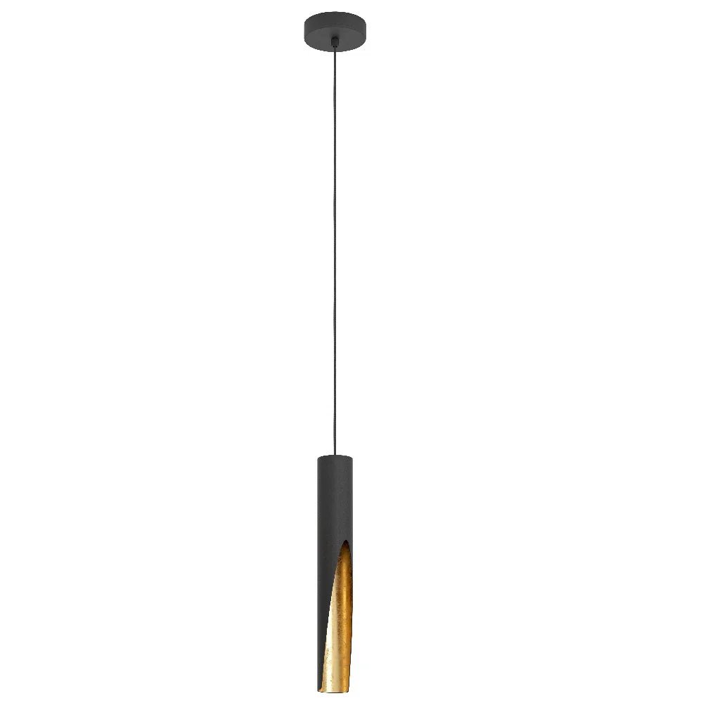 Britalia BR900872 Matt Black & Gold Inner Vintage Metal Cylinder Pendant Light 6cm - Image 2