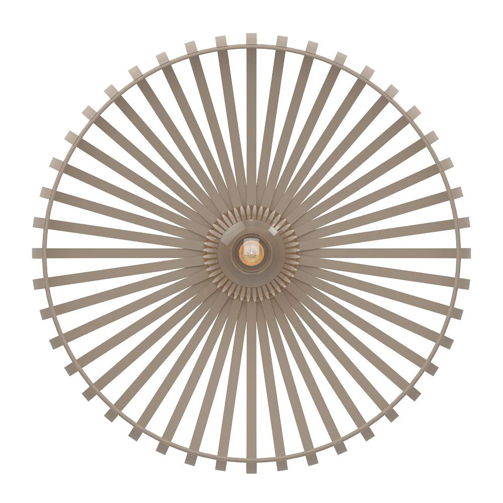 Matt Cream Vintage Metal Banded Dome Cage Flush Ceiling Light 43cm - Image 3