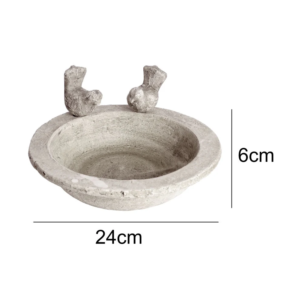Britalia BR9030 White Wash Stone Textured Bird Bath Ornamental Garden Feature 24cm - Image 5