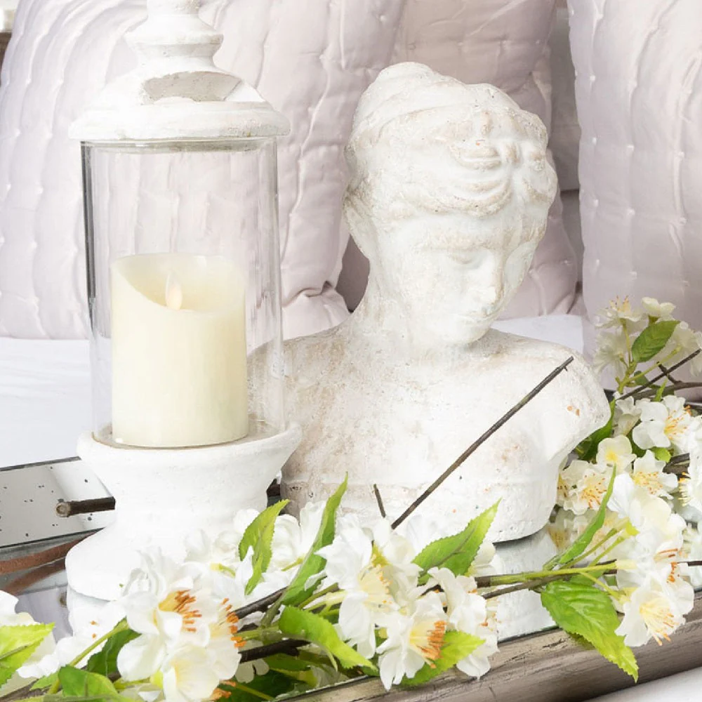 Britalia BR9031 White Wash Stone Textured Woman Head Ornamental Garden Feature 29cm - Image 3