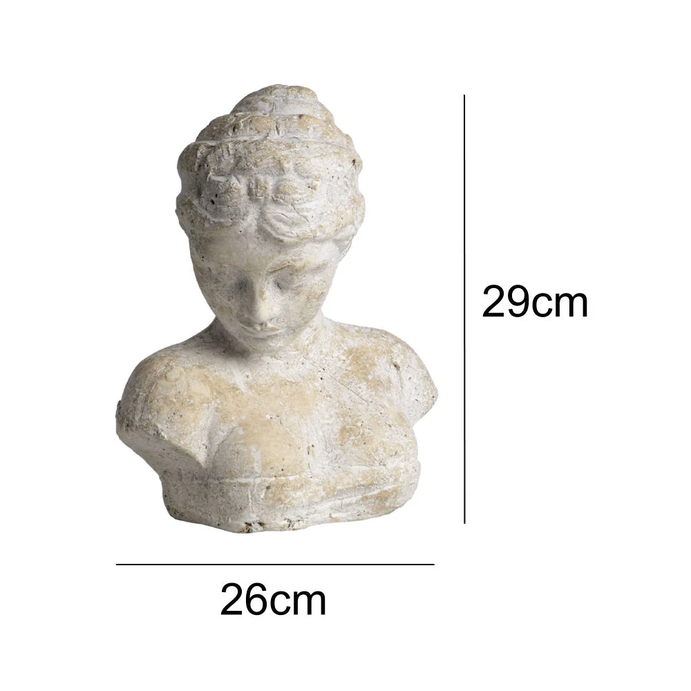Britalia BR9031 White Wash Stone Textured Woman Head Ornamental Garden Feature 29cm - Image 5