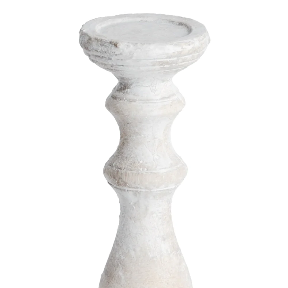 Britalia BR9056 White Wash Stone Textured Vintage Column Candle Holder 40cm - Image 2
