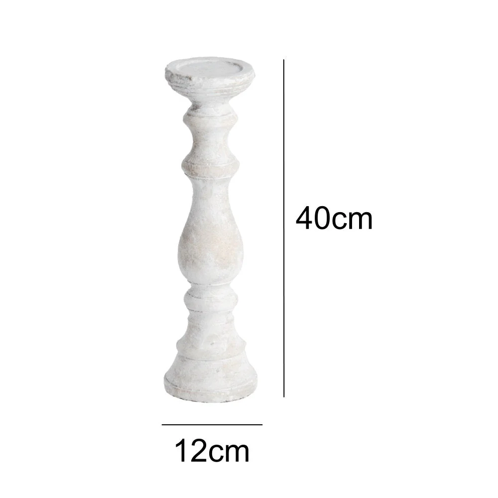 Britalia BR9056 White Wash Stone Textured Vintage Column Candle Holder 40cm - Image 5
