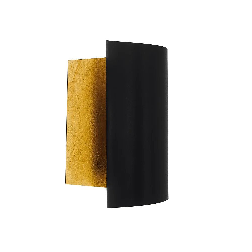 Black and Gold Leaf Effect Modern Curved Wall Light 25cm - Image 2