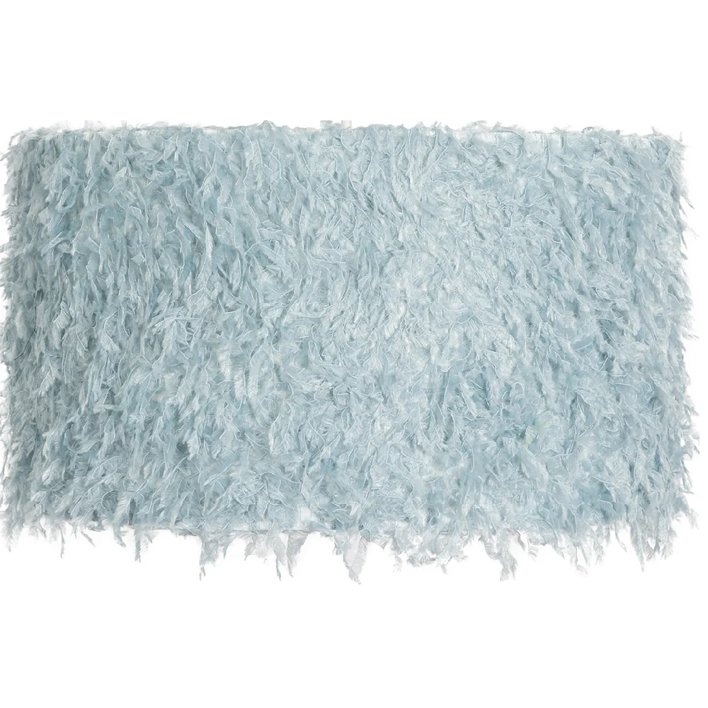 12" Blue Faux Feather Vintage Easy Fit Drum Lampshade 30cm