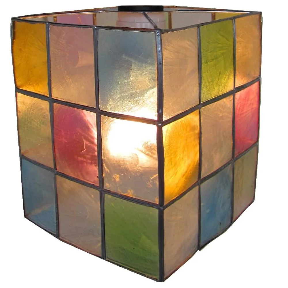 Multicoloured Capiz Shell Vintage Retro Easy Fit Rectangular Pendant Shade 13cm - Image 2