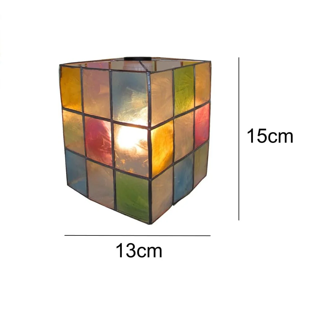 Multicoloured Capiz Shell Vintage Retro Easy Fit Rectangular Pendant Shade 13cm - Image 5