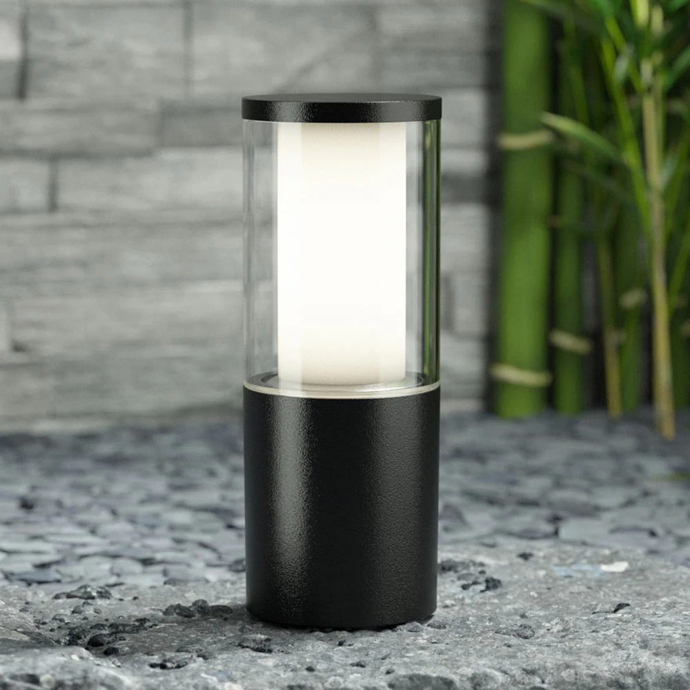 LED Black Outdoor Modern Round Pedestal Post Light 250mm | Coastal IP55 - Image 2