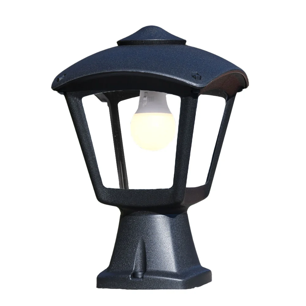 Black Outdoor Modern Lantern Pedestal Post Light 290mm | Coastal IP55