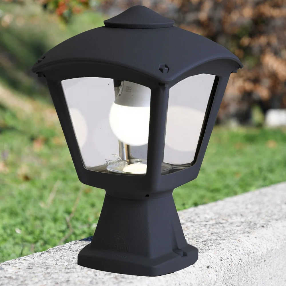 Black Outdoor Modern Lantern Pedestal Post Light 290mm | Coastal IP55 - Image 2