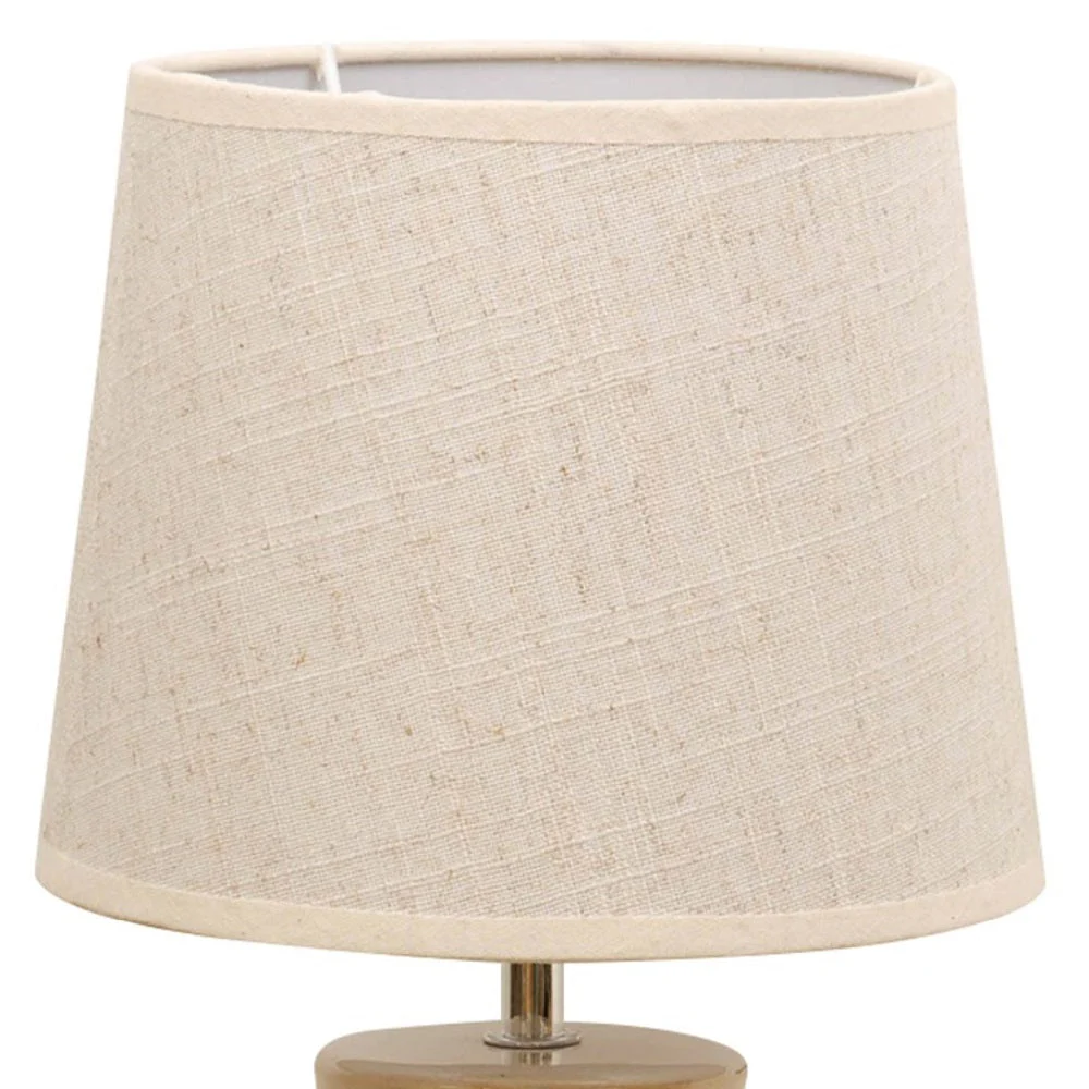 Britalia BRHE1359 Cream Ceramic Vintage Basket Weave Table Desk Lamp with Linen Shade 33cm - Image 2