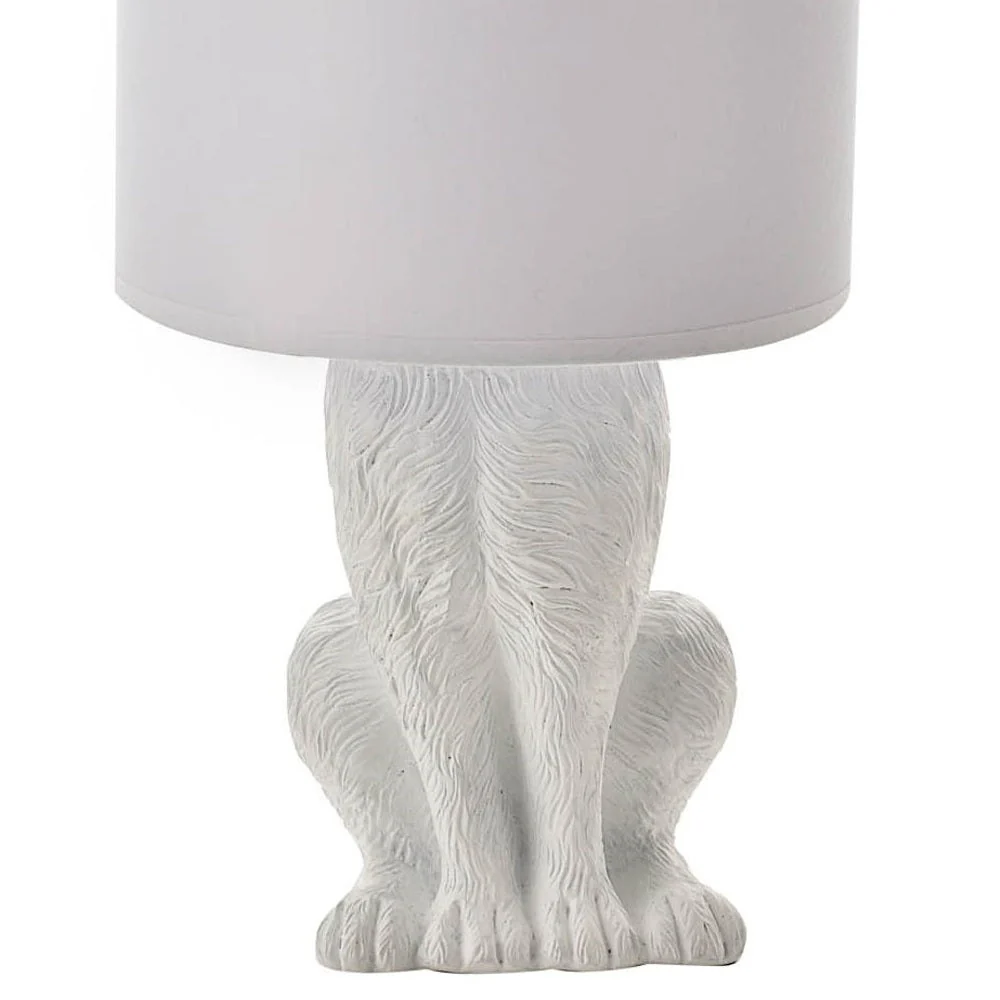 Britalia BRHE1665W White Hiding Hare Sculpture Vintage Table Lamp with Drum Shade 43cm - Image 3