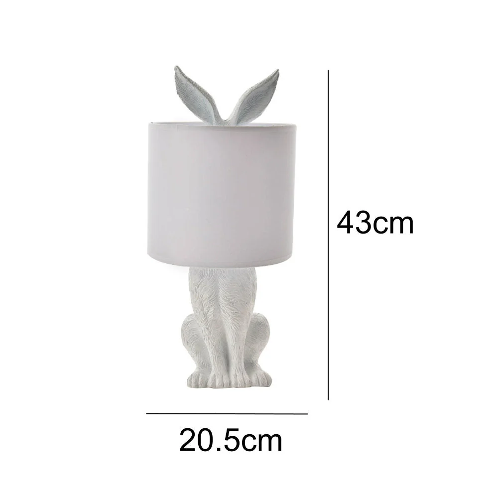 Britalia BRHE1665W White Hiding Hare Sculpture Vintage Table Lamp with Drum Shade 43cm - Image 5