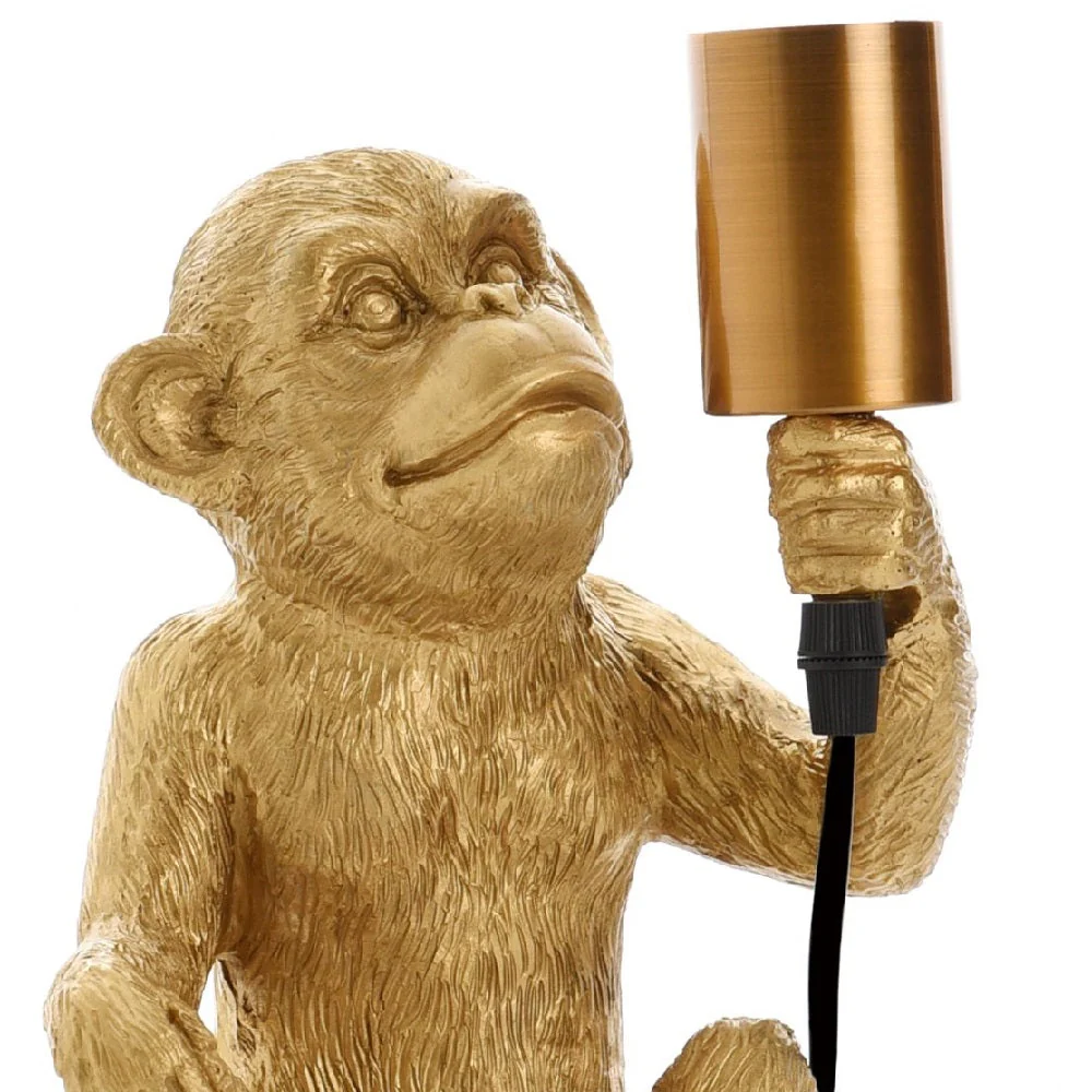 Britalia BRHE1902 Gold Sitting Monkey Sculpture Vintage Table Desk Lamp 24cm - Image 3