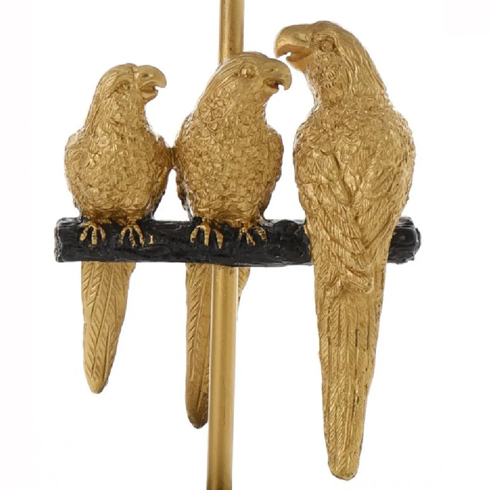 Britalia BRHE1903 Gold Perching Parrots Sculpture Vintage Table Desk Lamp with Black Shade 40cm - Image 2