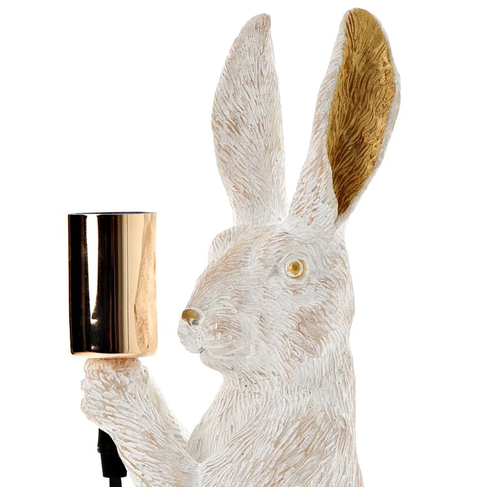 Britalia BRHE1904 White Standing Rabbit Hare Sculpture Vintage Table Desk Lamp 35cm - Image 2