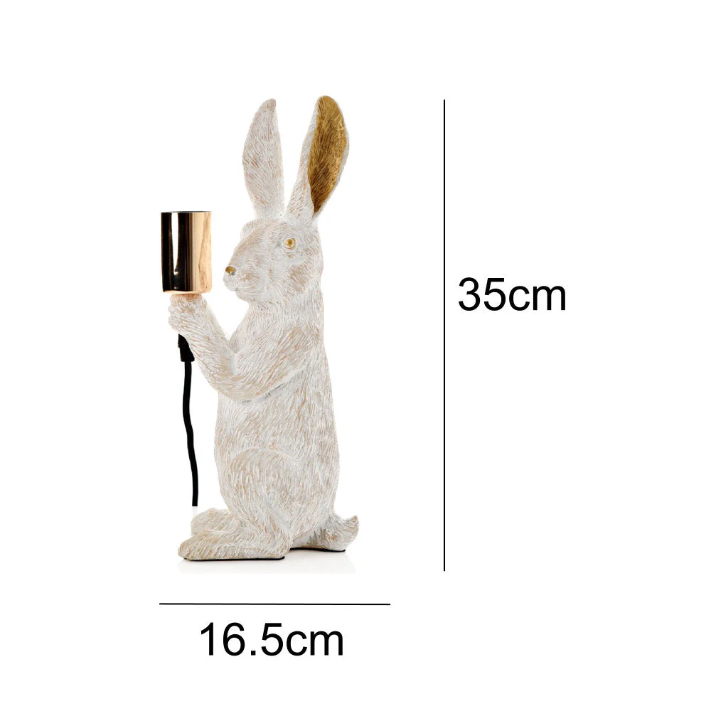 Britalia BRHE1904 White Standing Rabbit Hare Sculpture Vintage Table Desk Lamp 35cm - Image 5