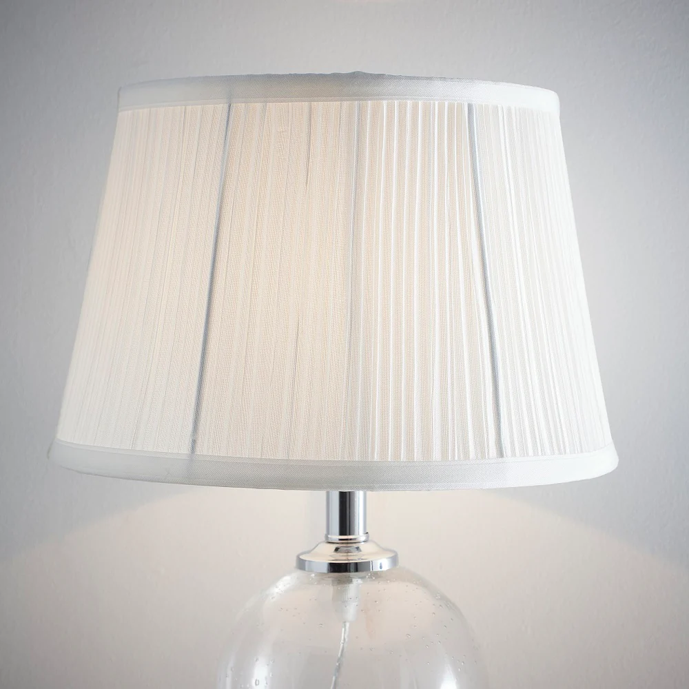 White Faux Silk Vintage Mushroom Pleated Tapered Lampshade 30cm - Image 2
