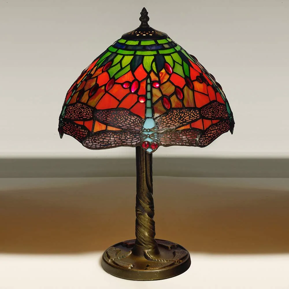 12" Dragonfly Multicolour Tiffany Glass Vintage Dome Table Lamp 48cm - Image 4