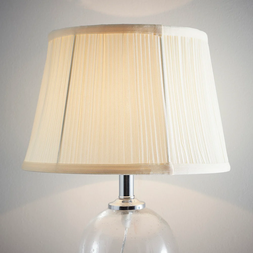 Cream Faux Silk Vintage Mushroom Pleated Tapered Lampshade 30cm - Image 2