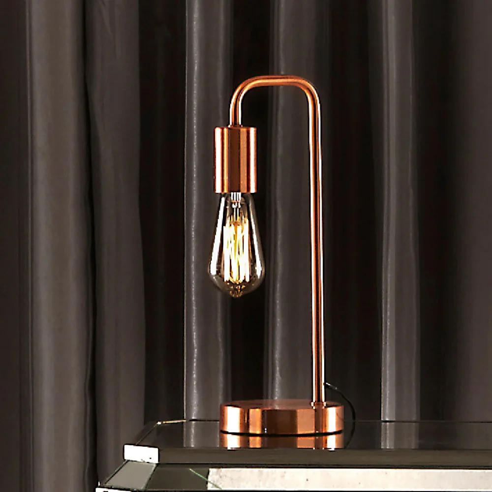 Brushed Copper Metal Industrial Table Desk Lamp 355mm - Image 3