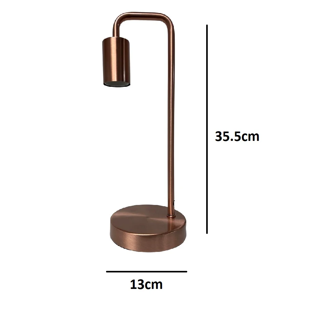 Brushed Copper Metal Industrial Table Desk Lamp 355mm - Image 4