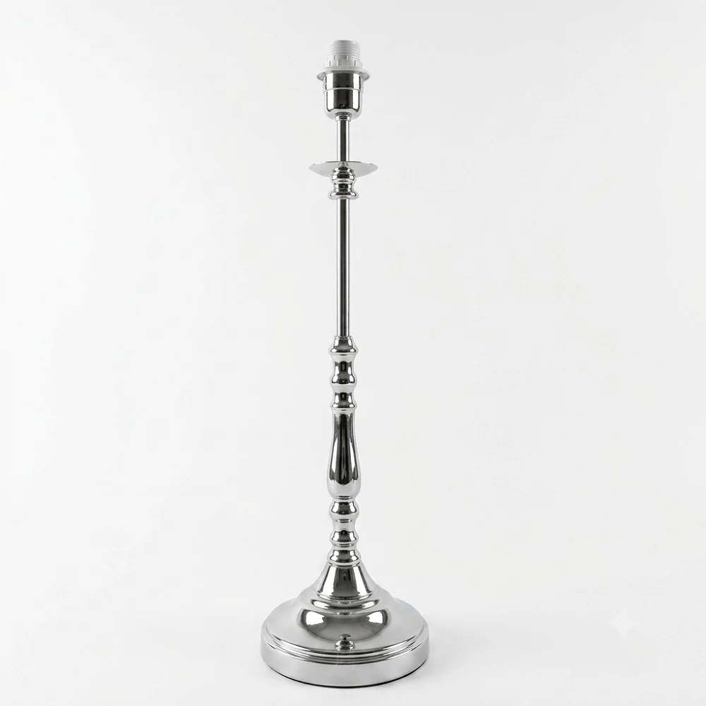 Polished Chrome Vintage Candlestick Table Lamp 46cm - Base Only - Image 3