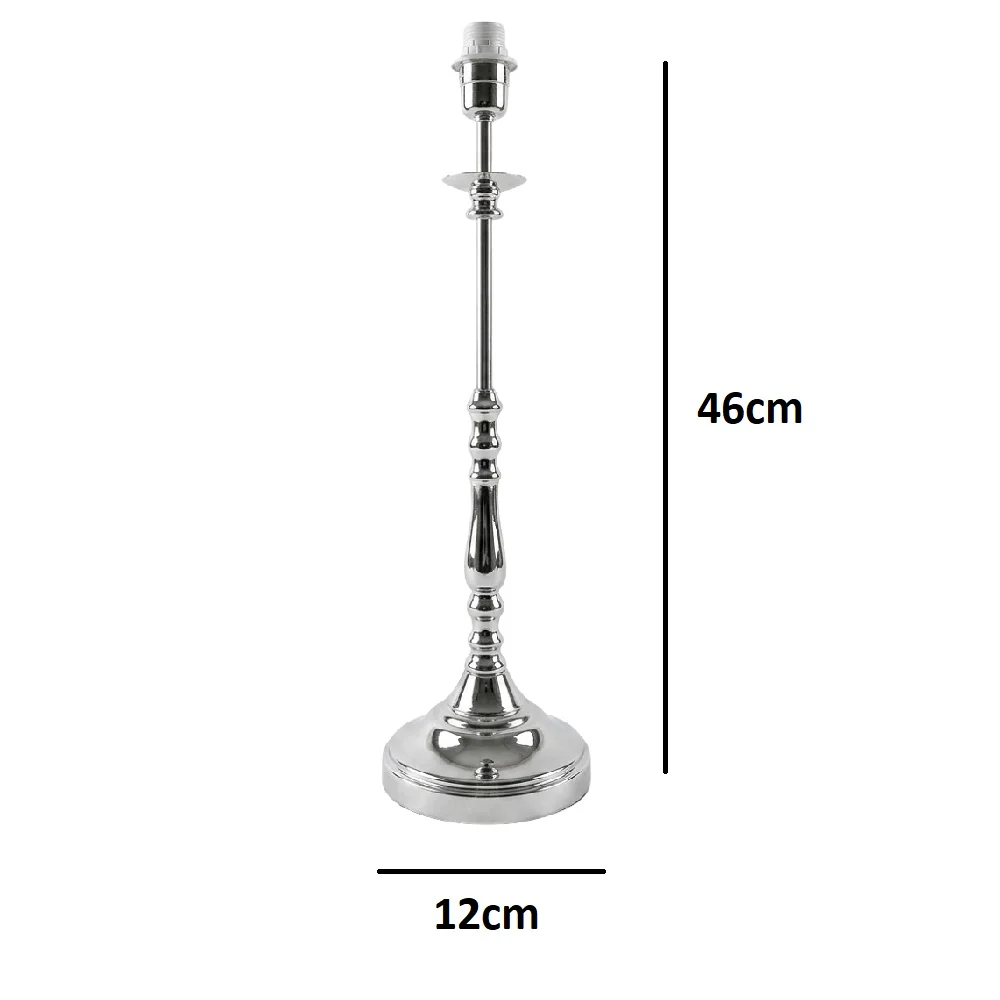 Polished Chrome Vintage Candlestick Table Lamp 46cm - Base Only - Image 4