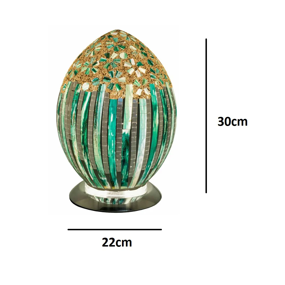Green Art Deco Flower Mosaic Glass Vintage Vase Table Lamp 30cm - Image 5