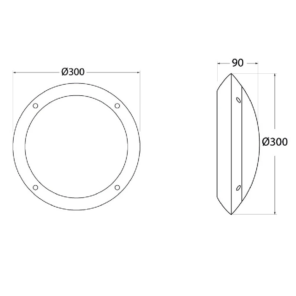 BRLUCIA-BL Black Outdoor Modern Round Bulkhead Wall Light 30cm Coastal IP66 - Image 4