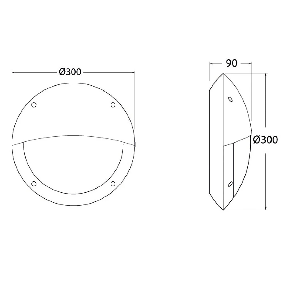 BRLUCIA-EL-BL Black Outdoor Modern Round Eyelid Bulkhead Wall Light 30cm Coastal IP66 - Image 3