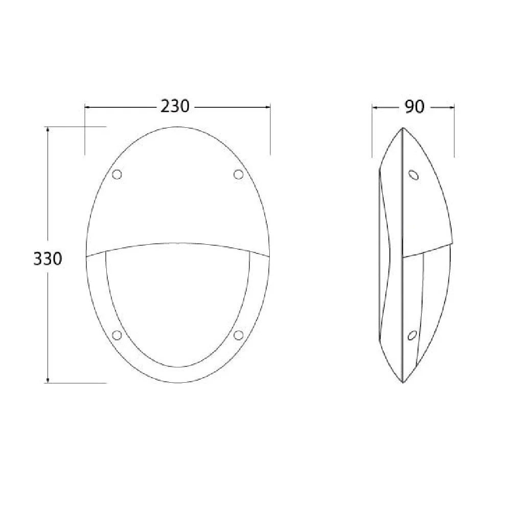 BRMADDI-VE-BL Black Outdoor Modern Oval Vertical Eyelid Bulkhead Wall Light 33cm Coastal IP66 - Image 3