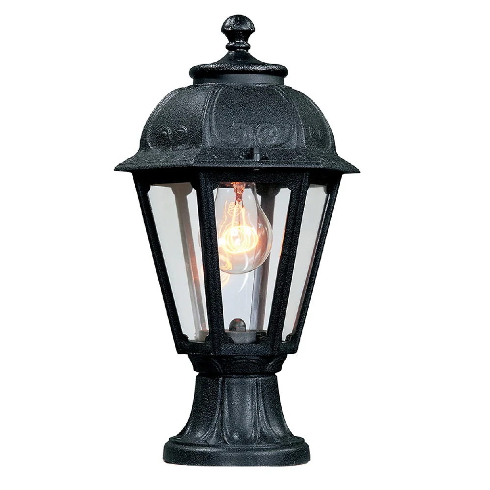 Black Outdoor Traditional Lantern Pedestal Post Light 400mm | Coastal IP55