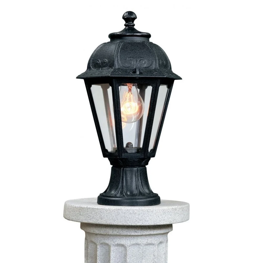 Black Outdoor Traditional Lantern Pedestal Post Light 400mm | Coastal IP55 - Image 2
