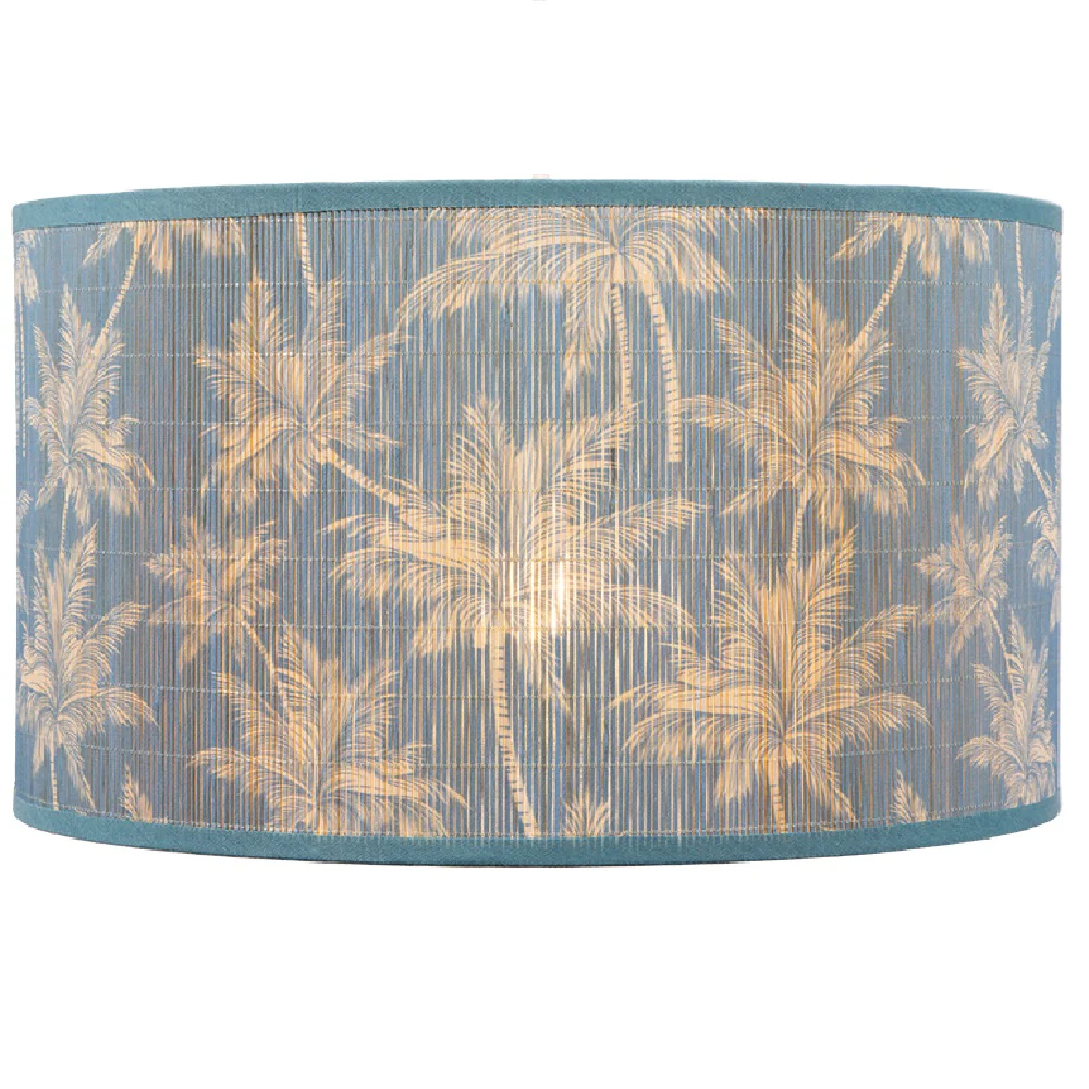 12" Cyan Blue Bamboo Floral Design Vintage Easy Fit Tapered Drum Shade 30cm