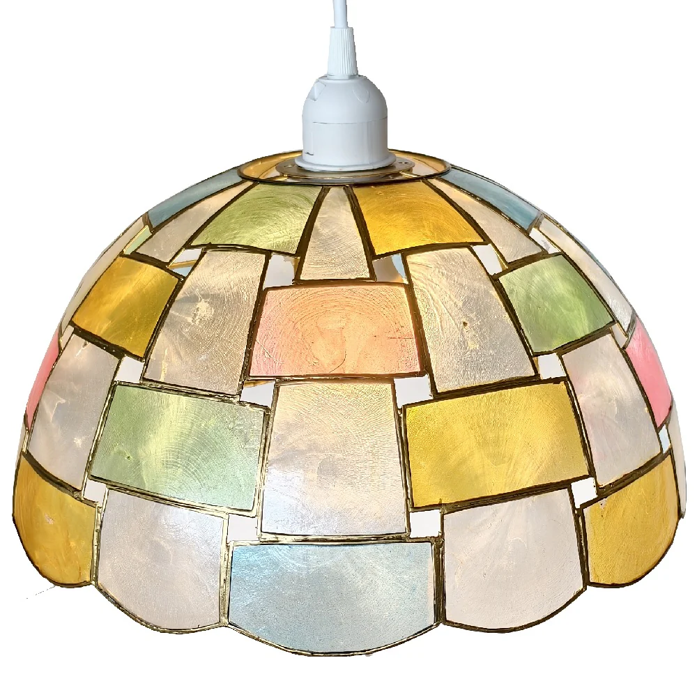 Multicoloured Capiz Shell Vintage Retro Easy Fit Pendant Shade 30cm - Image 2