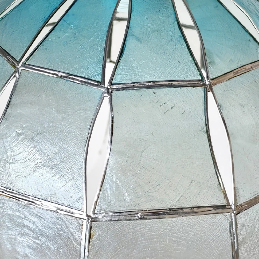 Blue Natural Opaque Capiz Shell Art Deco Vintage Easy Fit Dome Pendant Shade 26cm - Image 3