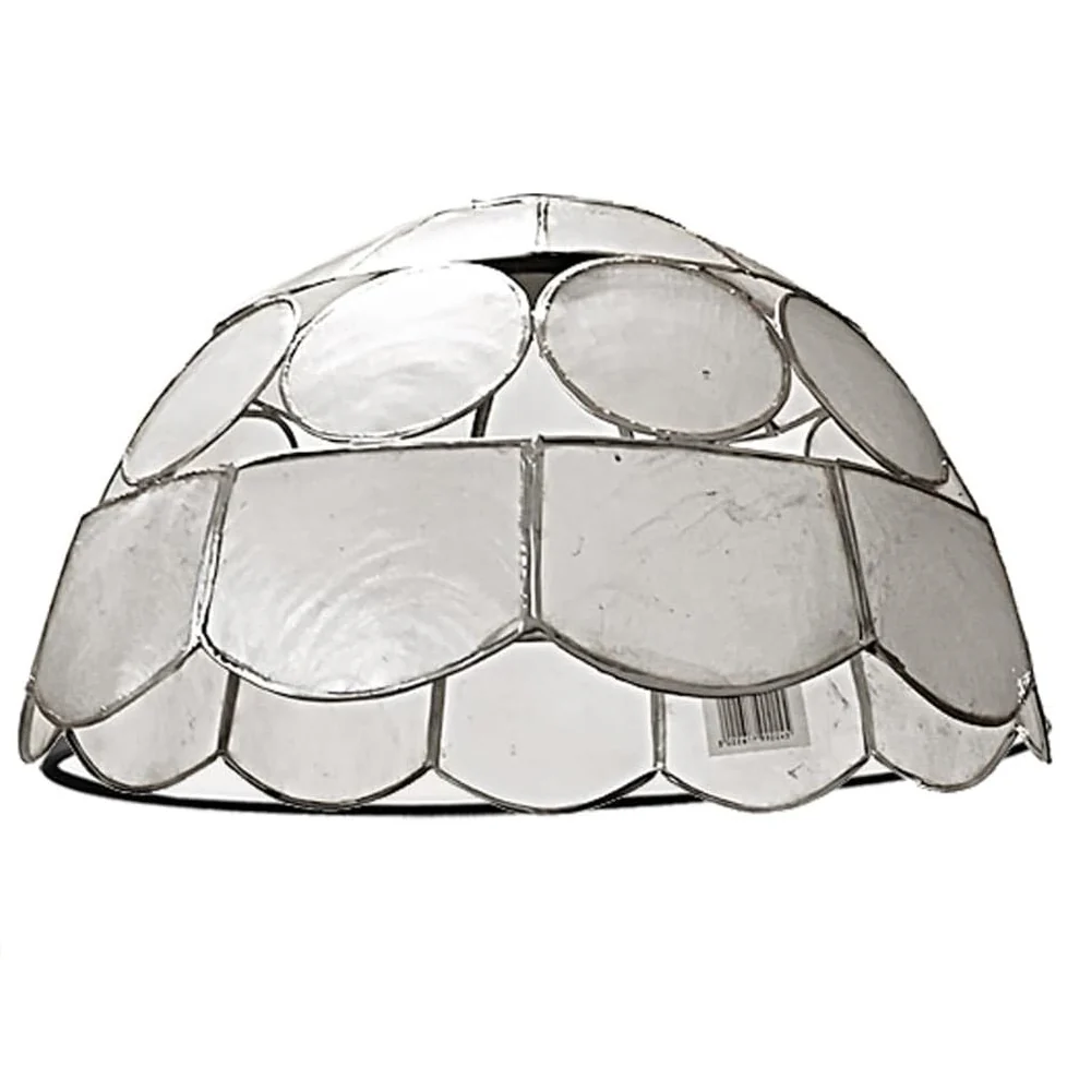 Silver Natural Opaque Capiz Shell Art Deco Vintage Easy Fit Dome Pendant Shade 25cm